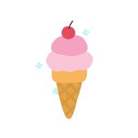 Two layers pink ice cream with a cherry bouncing and ice cold surrounding animated design illustration video
