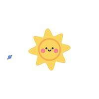 Cute smiling yellow sun with little blue planet revolving around animated design illustration video