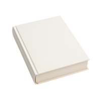 Plain white hardcover book with textured cover isolated on transparent background png