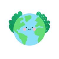 green planet earth with trees hair swaying animated isolated white background design illustration video