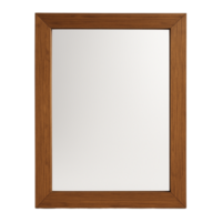 Rectangular wooden framed mirror isolated on transparent background png