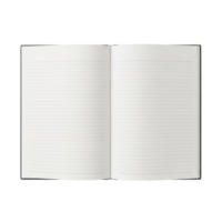 Open lined notebook with blank pages isolated on transparent background png