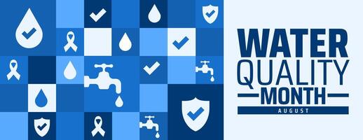 Water Quality Month Geometric shape pattern background, banner or poster design template. observed every year in August. Holiday concept. Use to any Template, card, poster, placard, template vector
