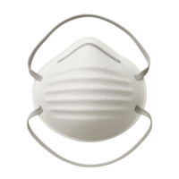 White respirator mask with elastic straps isolated on transparent background png