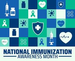 National Immunization Awareness Month Geometric shape pattern background, banner or poster design template. observed every year in August. Holiday concept. Use to any Template, card, poster, placard, vector