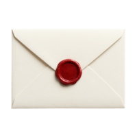 Cream envelope with red wax seal isolated on transparent background png