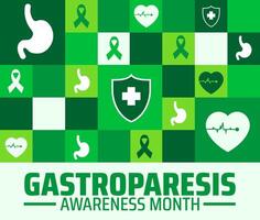 Gastroparesis Awareness Month Geometric shape pattern background, banner or poster design template. observed every year in August. Holiday concept. Use to any Template, card, poster, placard, vector