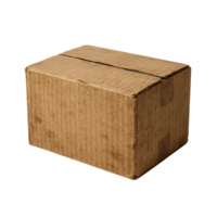 A worn brown cardboard box isolated on transparent background png