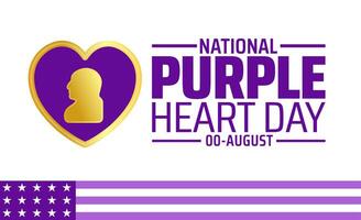 purple heart day background, banner or poster design template. observed every year in August. Holiday concept. Use to any Template, card, poster, placard, vector