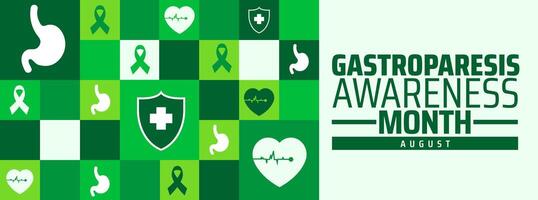 Gastroparesis Awareness Month Geometric shape pattern background, banner or poster design template. observed every year in August. Holiday concept. Use to any Template, card, poster, placard, template vector