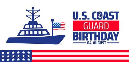 U.S. coast guard birthday or happy birthday us coast guard background, banner or poster design template. observed every year in August. Holiday concept. Use to any Template vector