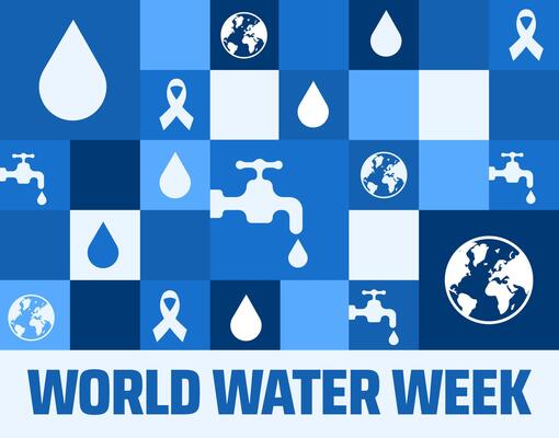 World Water Week Geometric shape pattern background, banner or poster design template. observed every year in August. Holiday concept. Use to any Template, card, poster, placard, template