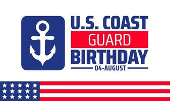 U.S. coast guard birthday or happy birthday us coast guard background, banner or poster design template. observed every year in August. Holiday concept. Use to any Template, vector