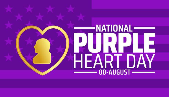 purple heart day background, banner or poster design template. observed every year in August. Holiday concept. Use to any Template, card, poster, placard