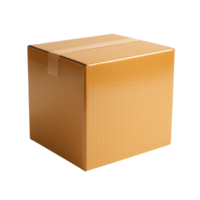 Corrugated cardboard box sealed with tape isolated on transparent background png