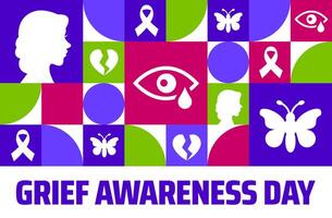 Grief Awareness Day background, banner or poster design template. observed every year in August. Holiday concept. Use to any Template, card, poster, placard, template vector