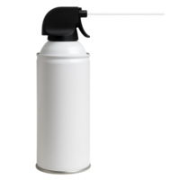 White aerosol can with black trigger sprayer and straw isolated on transparent background png