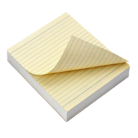 Yellow lined legal pad with page turned isolated on transparent background png