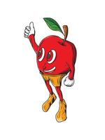 An apple character with a thumbs up vector