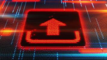 Envio ícone emergente a partir de digital código corrente em computador tela video