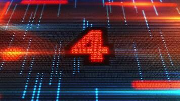 Countdown formed by red binary code on a dark digital background video