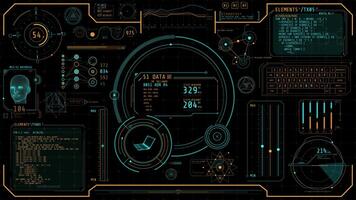 Animated high-tech interface for processing different data video