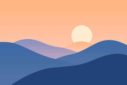Serene Sunset Over Gentle Hills with Soft Color Gradient vector