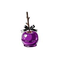 Decorative Purple Apple with Black Bow and Wooden Stick Design vector