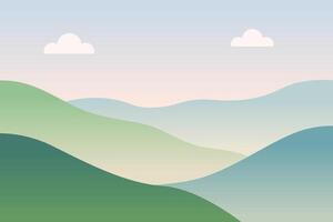 Serene Minimalist Landscape with Gentle Pastel Tones and Hills vector