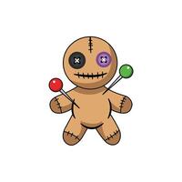 Cute Doll with Pins and Button Eyes in Colorful Design vector