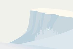 Serene Winter Landscape with Snowy Mountain and Pine Trees vector