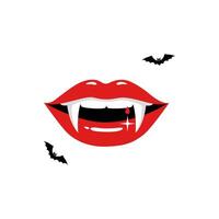 Floating Lips with Fangs and Blood Drip in Halloween Theme vector