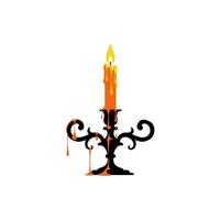 Elegant Candlestick with Melting Wax and Flickering Flame Design vector