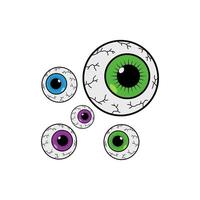 Colorful and Quirky Eyeballs with Unique Patterns on a White Background vector