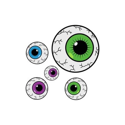 Colorful and Quirky Eyeballs with Unique Patterns on a White Background