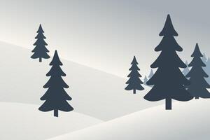 Serene Stylized Forest Landscape with Silhouetted Evergreen Trees vector