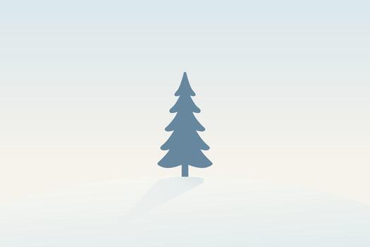 Simplistic Stylized Pine Tree on Minimalist Soft Gradient Background vector