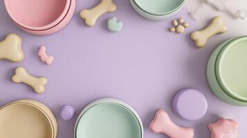 Pet Brand Mockup Banner Featuring Pastel Bowl and Bone Shapes in a Playful Design With Ample Open Area for Customization photo