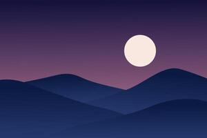 Serene Moonlit Night Over Gentle Rolling Hills in Calm Atmosphere vector