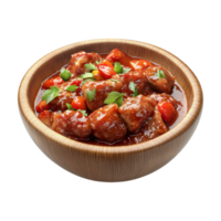 chinese meatball in a bowl with sauce on a transparent background png