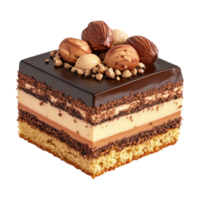 a piece of cake with nuts and chocolate png