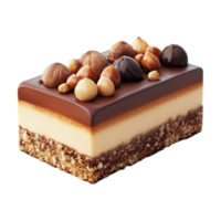 a piece of chocolate cake with nuts and nuts png