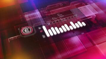 Animated cyberspace with abstract infographic of euro decline. video