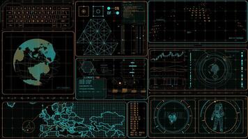 animazione di un' High Tech interfaccia per satellitare terra osservazione video