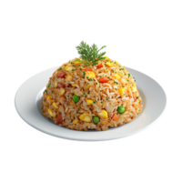 a plate of fried rice with vegetables and herbs png