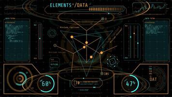 Animated high-tech screen with various data processing activities video
