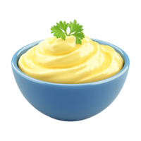 hors d'oeuvre mustard sauce in blue bowl with parsley on transparent background png