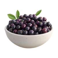 blueberries in a bowl with leaves on a transparent background png
