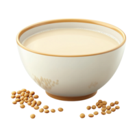soy milk in bowl and soybeans on transparent background illustration png