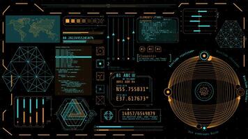 Animated high-tech screen with observation and navigation features video